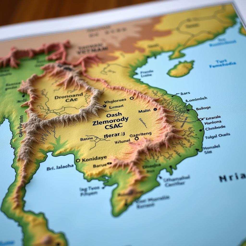 Map of Vietnam in geography book