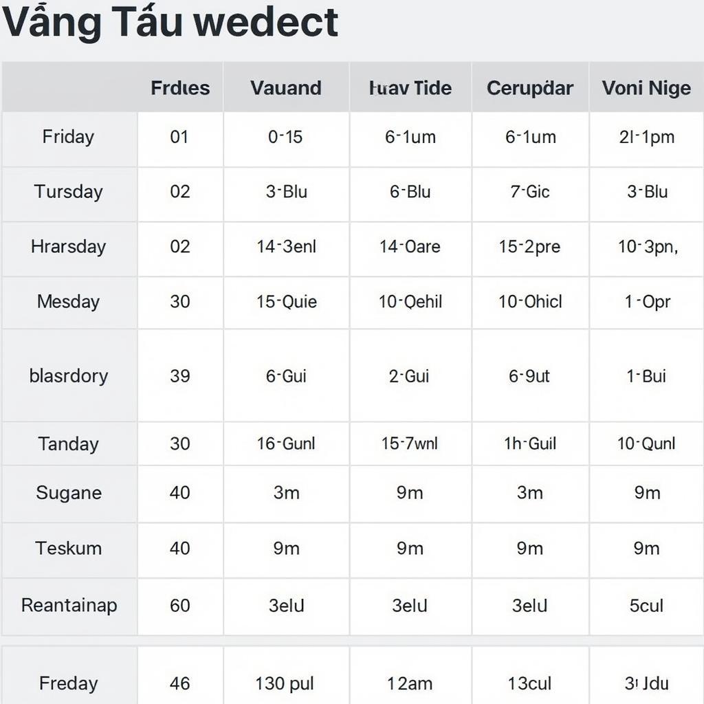 Bảng lịch thủy triều Vũng Tàu