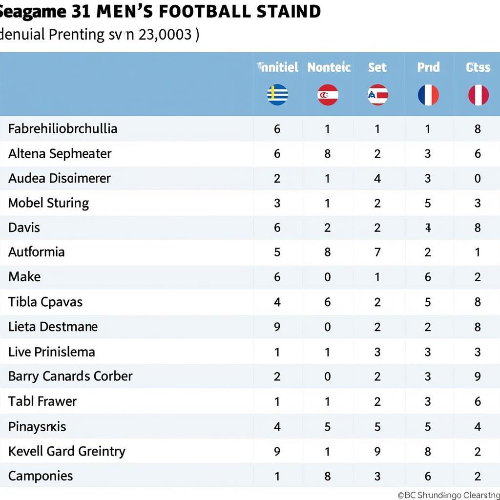 Seagame 31 Men's Football Final Standings