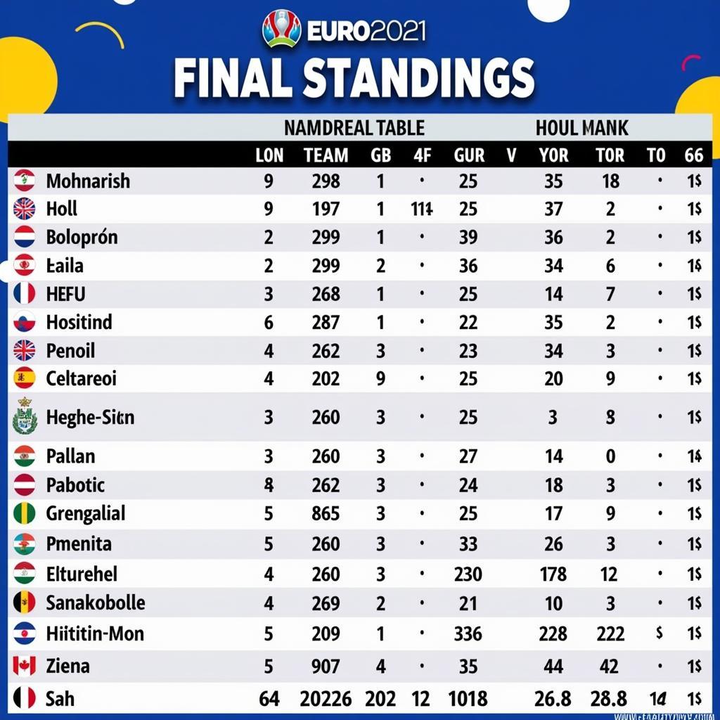 Euro 2021 Points Table