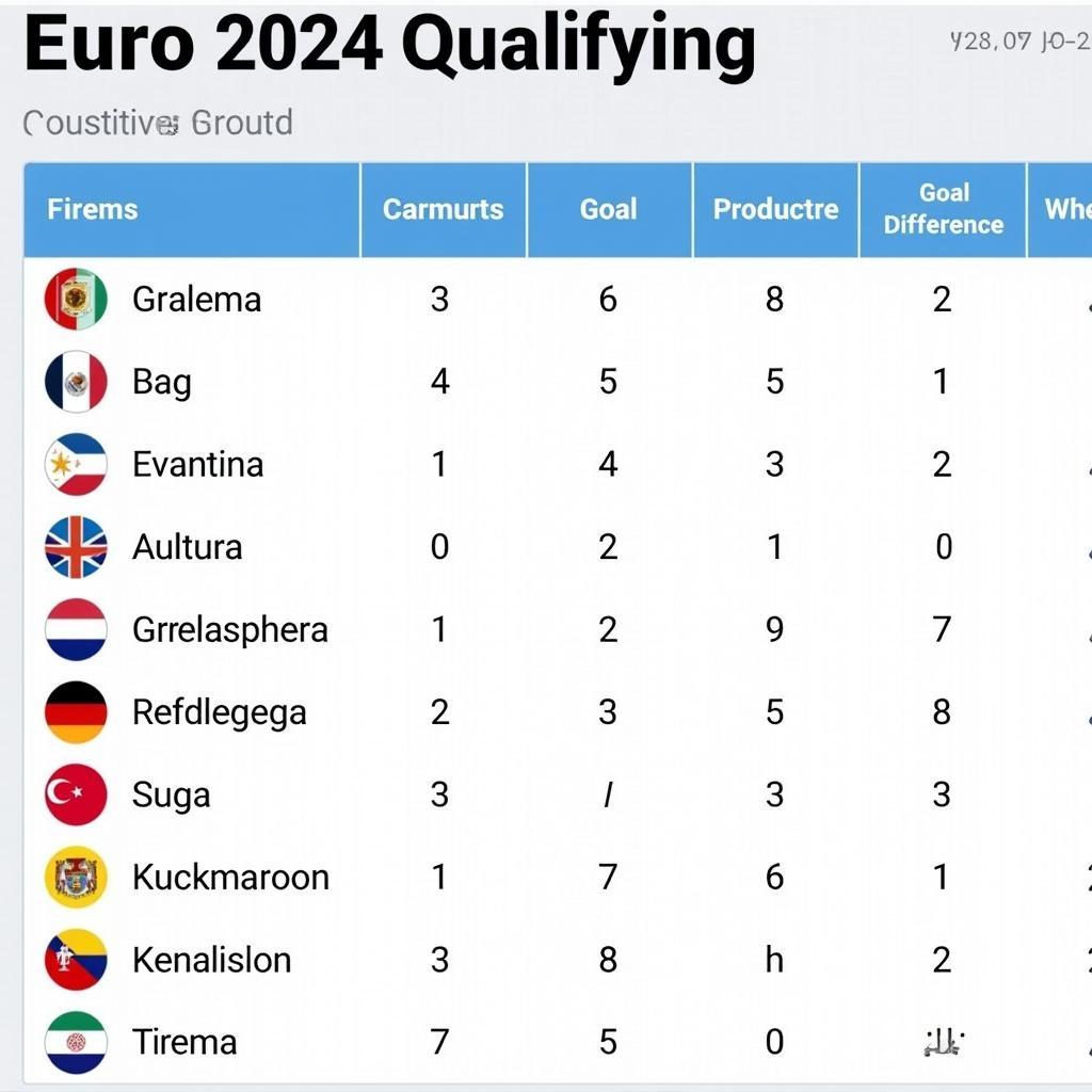 Euro 2024 qualifying standings