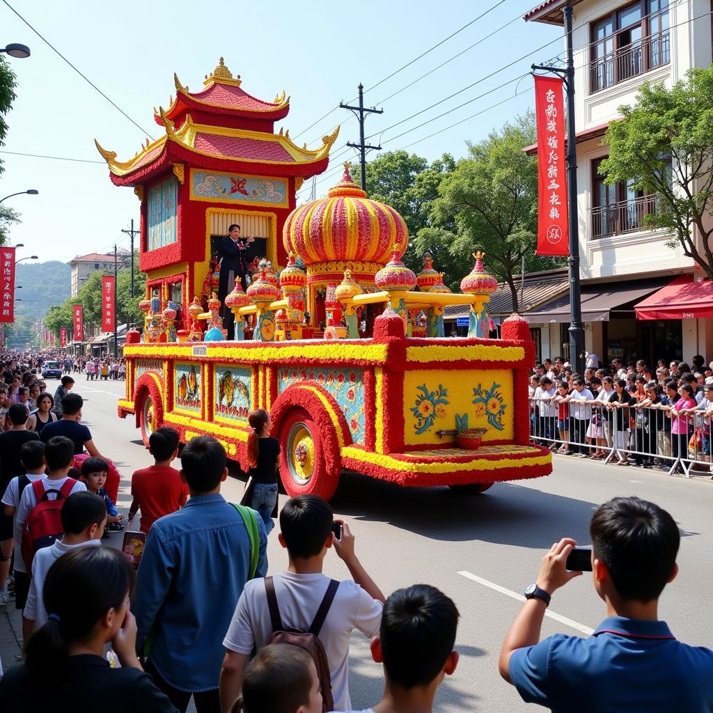 Chụp ảnh cùng xe hoa Festival Huế