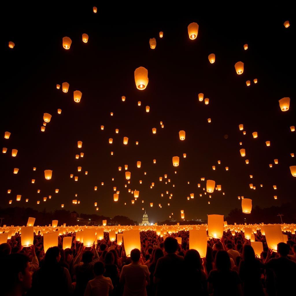 Lễ hội đèn trời Yi Peng lung linh tại Chiang Mai