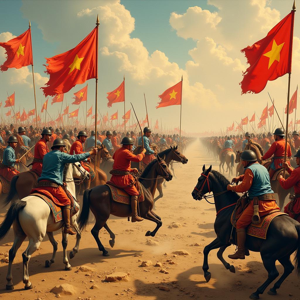 Trần Dynasty defeating the Mongol army