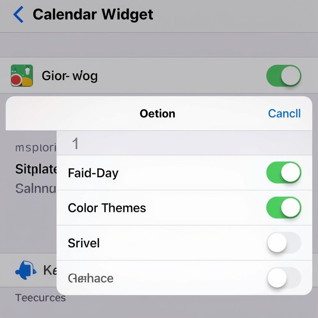 Chỉnh Sửa Widget Lịch