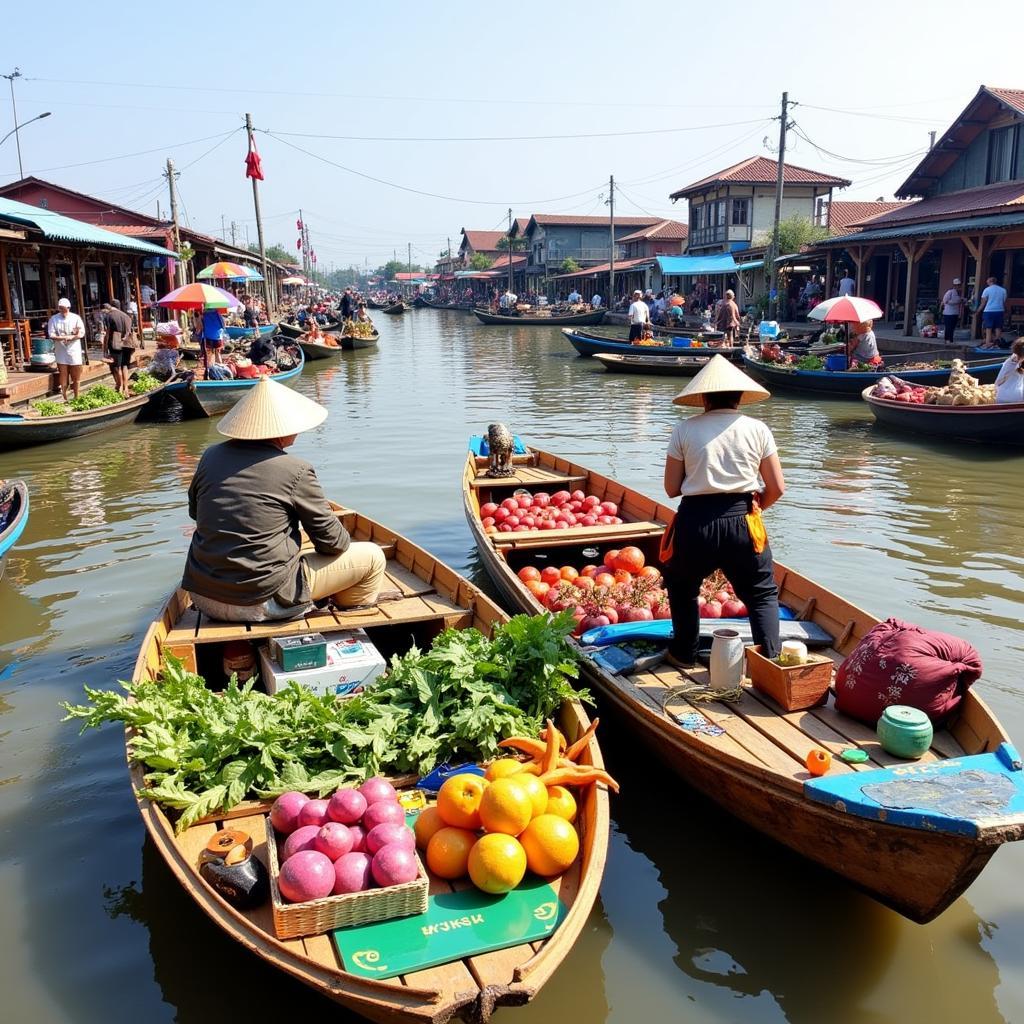 Khung cảnh chợ nổi Cái Răng