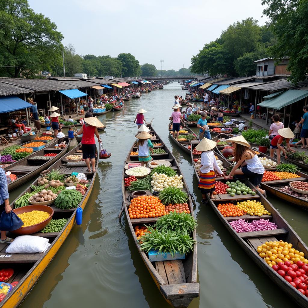 Khung cảnh nhộn nhịp tại chợ nổi Cái Răng