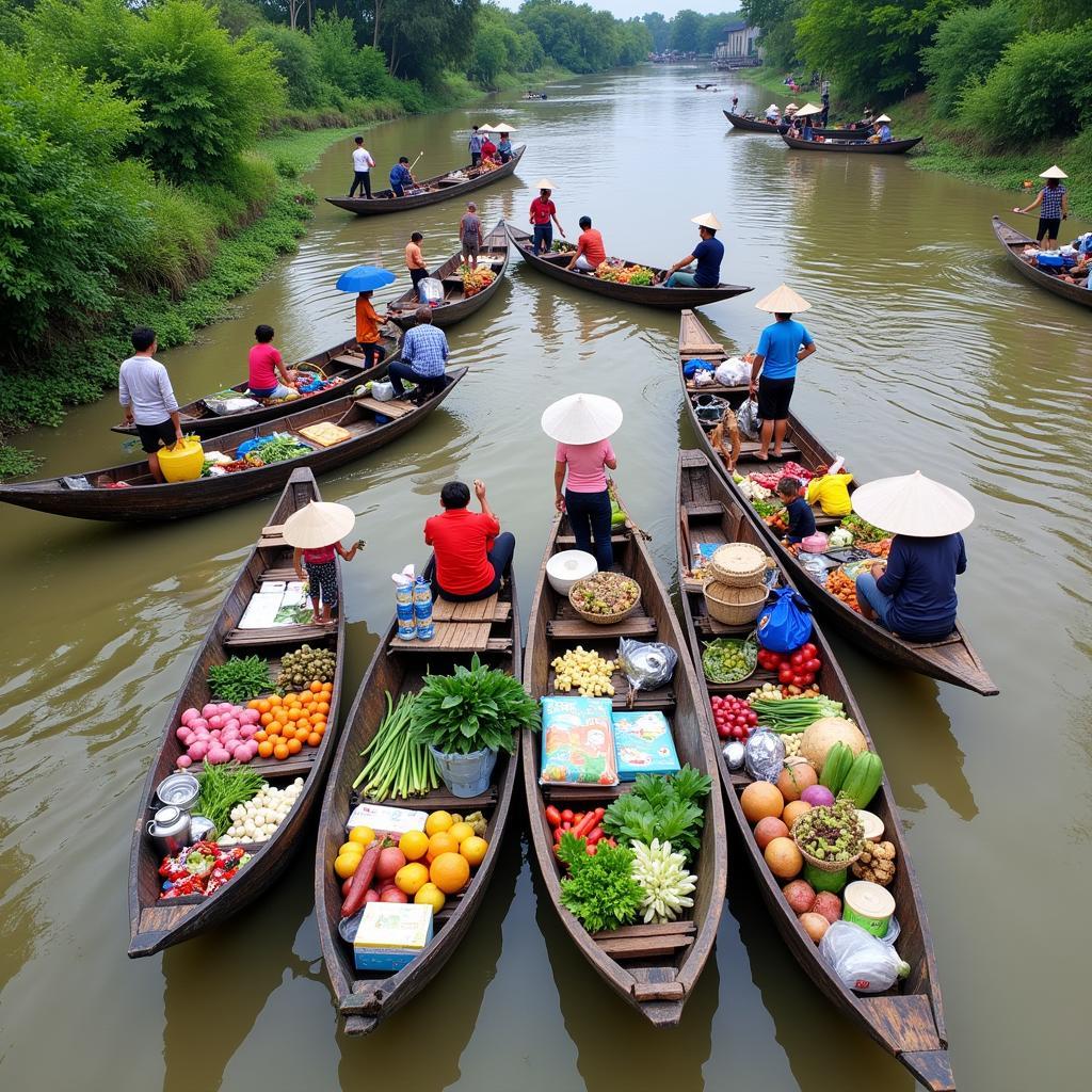 Chợ nổi Cái Răng đông người mua bán