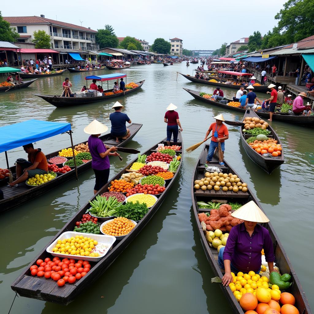 Chợ nổi Trà Ôn nhộn nhịp trên sông, Vũng Liêm