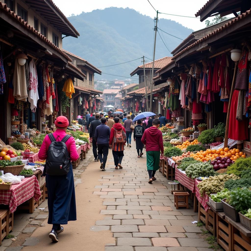 Bustling Sapa market in February