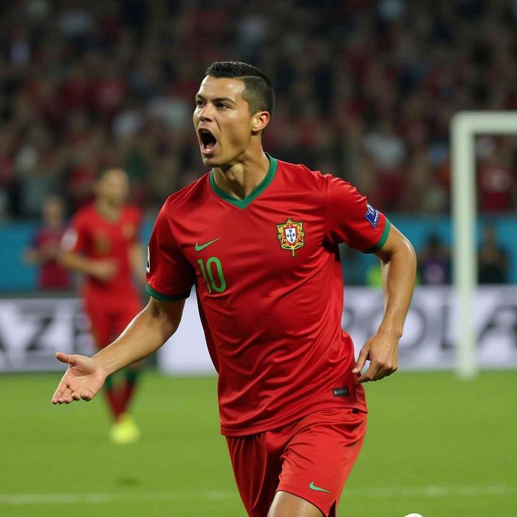 Cristiano Ronaldo ăn mừng bàn thắng tại Euro