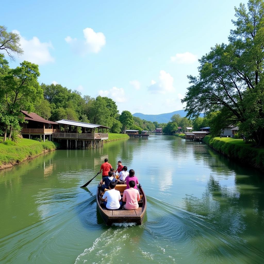 Du thuyền trên dòng sông êm đềm