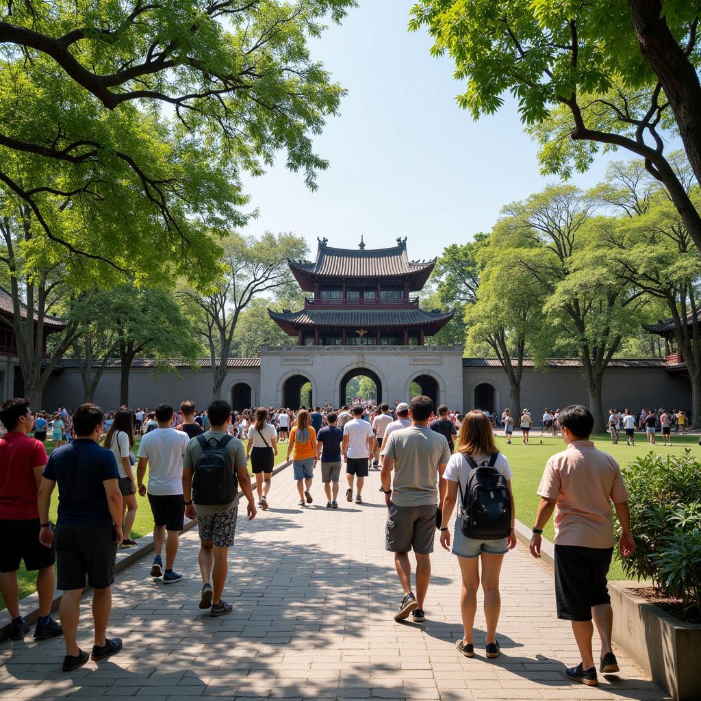 Tourists Exploring Thang Long Citadel