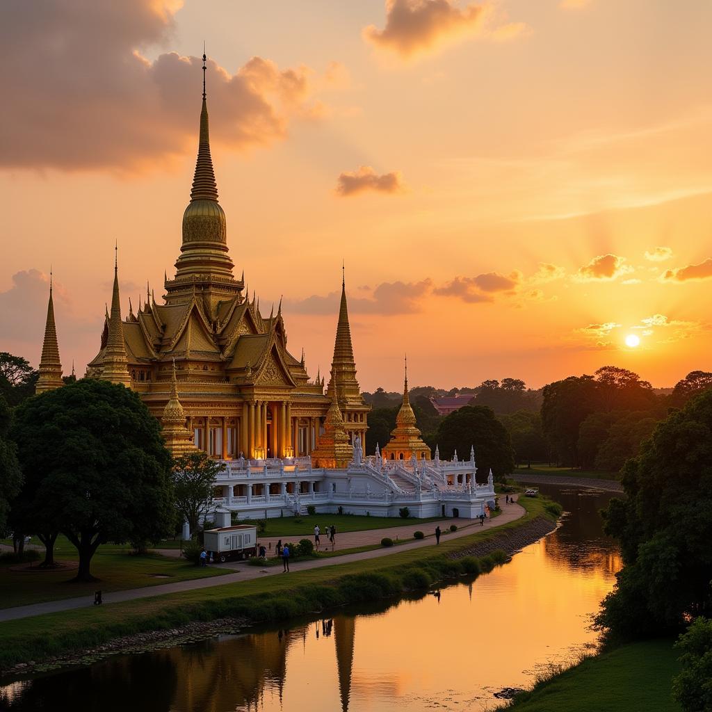 Chùa Wat Arun lung linh trong nắng sớm