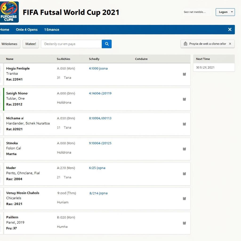 Bảng xếp hạng Futsal World Cup 2021