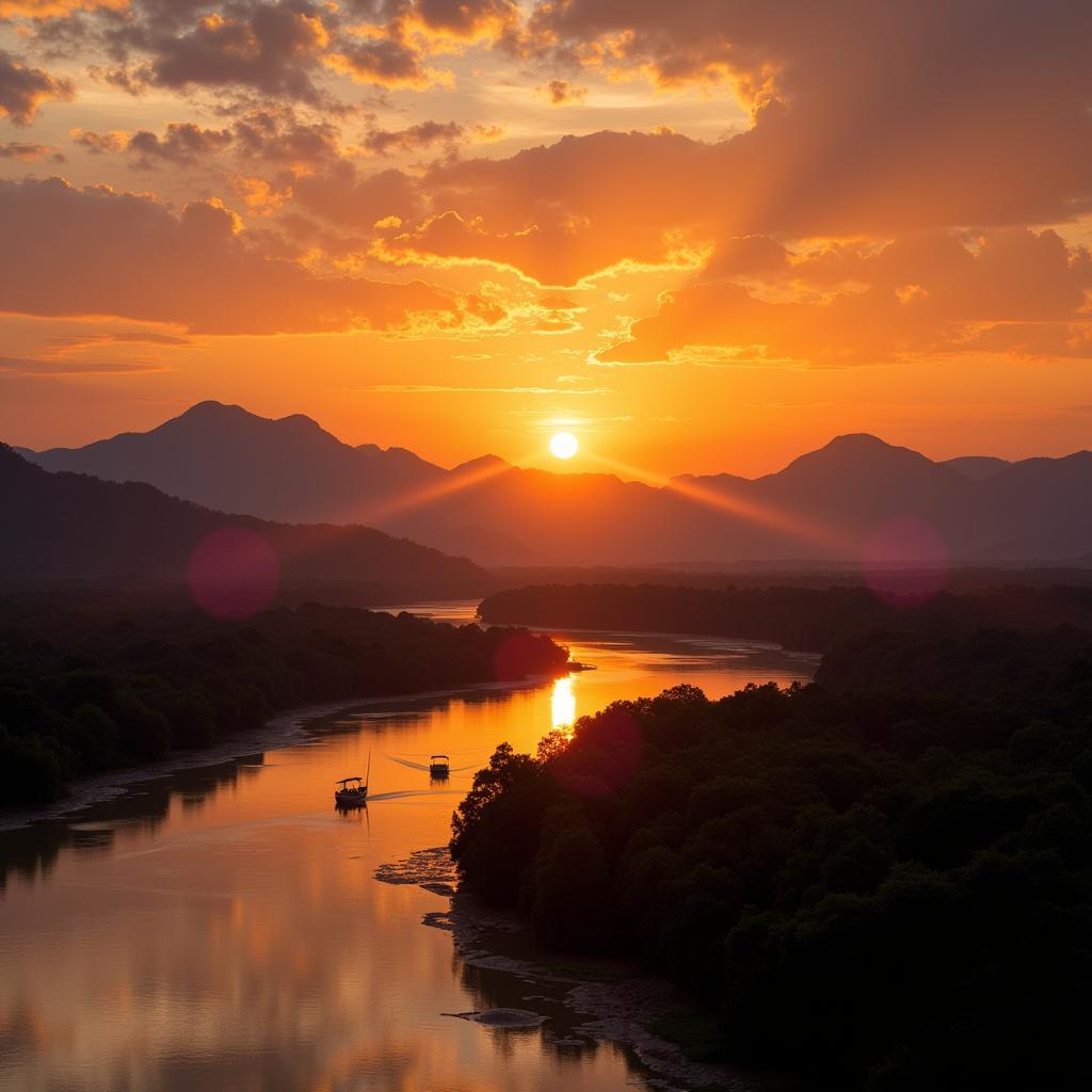 Hoàng hôn trên sông Mekong