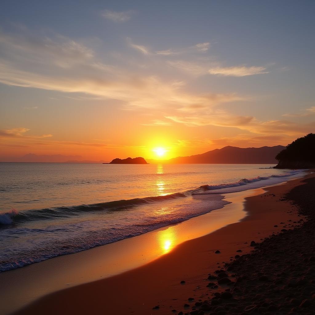 Mesmerizing sunset over Quy Nhon beach, Vietnam