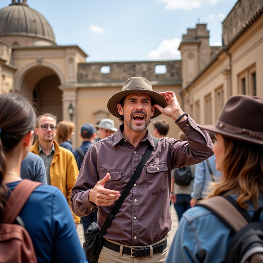 tour guide leading a group