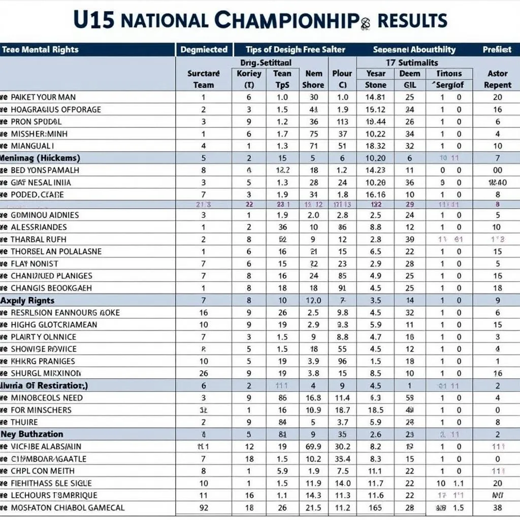 Kết quả thi đấu U15 Quốc Gia 