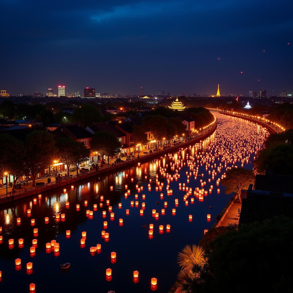 Khung cảnh lung linh của lễ hội thả đèn hoa đăng