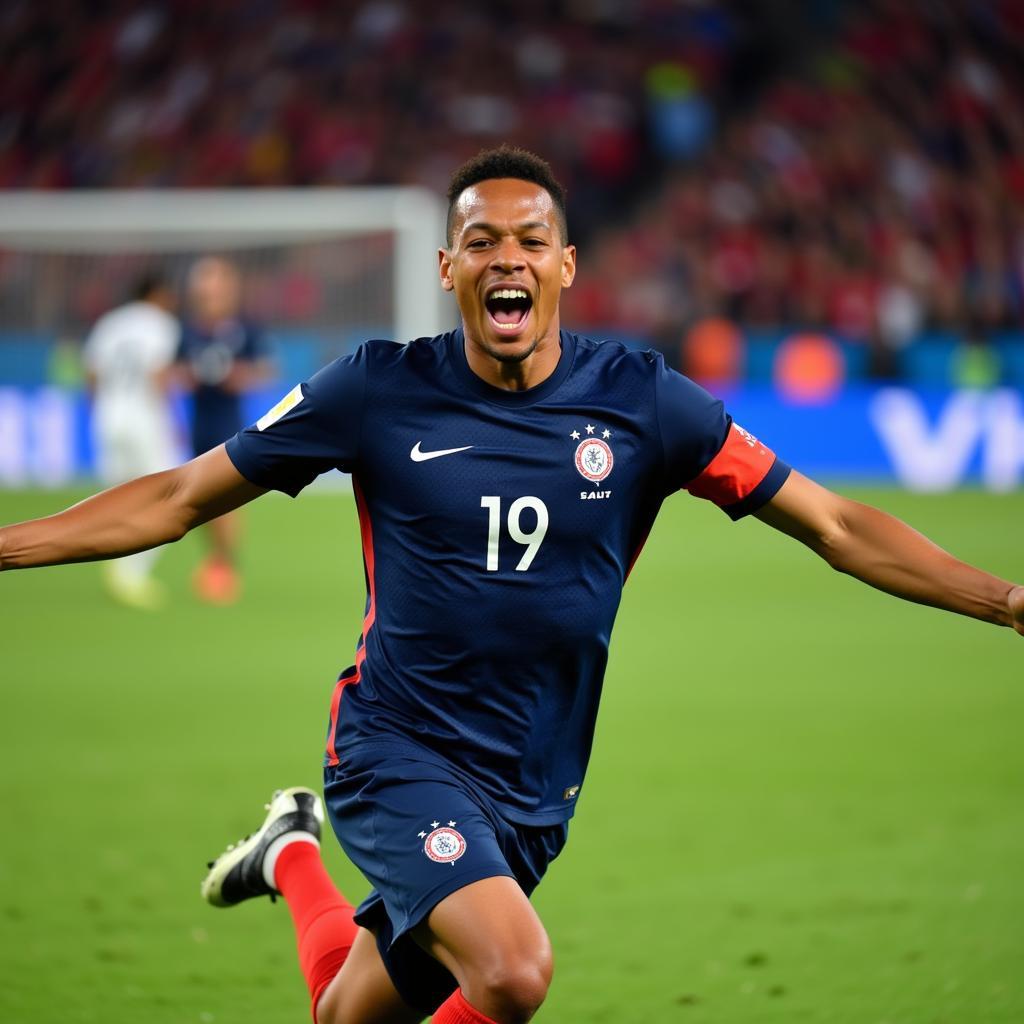 Kylian Mbappé ăn mừng bàn thắng tại World Cup 2018