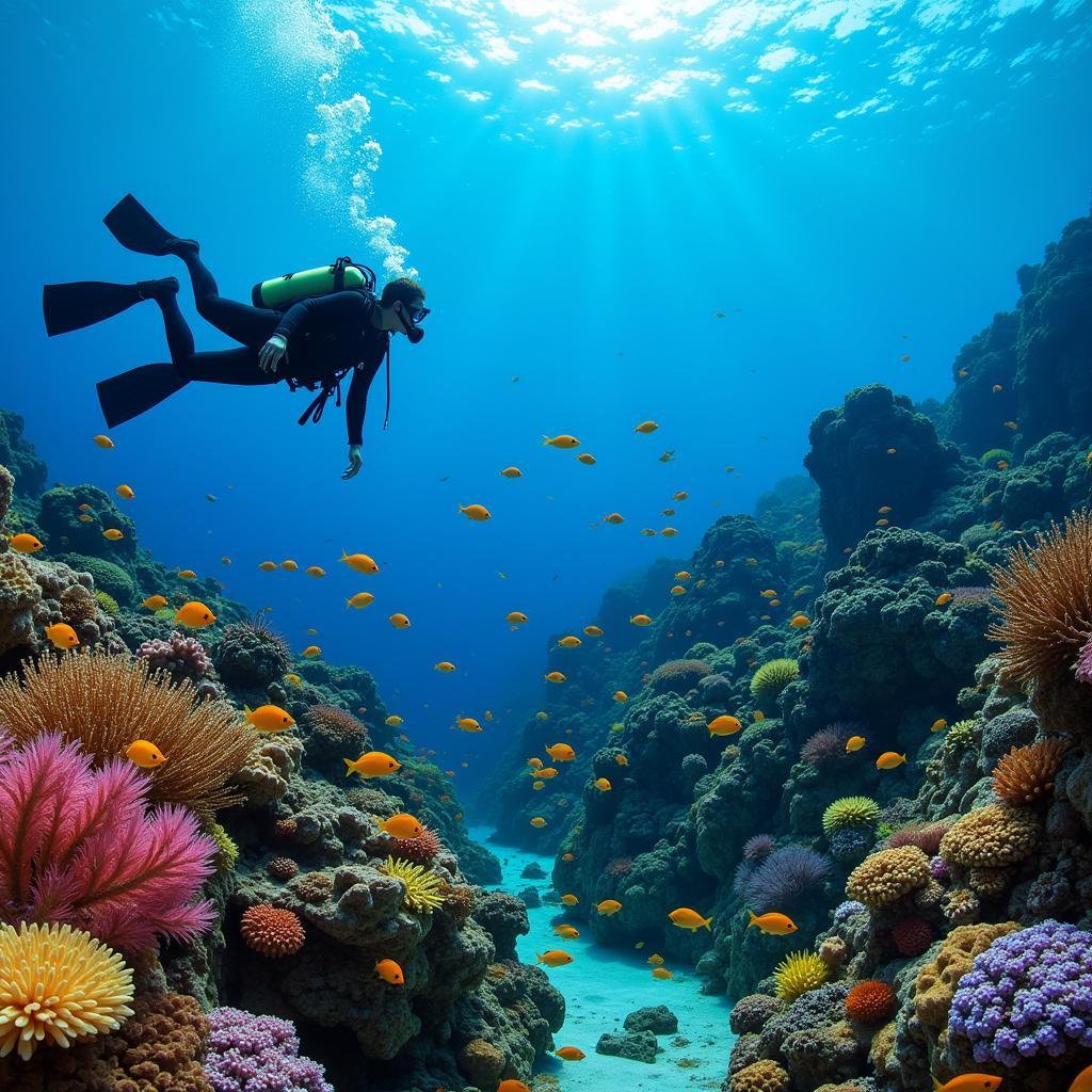 Scuba diving amidst the coral reefs of Cù Lao Câu