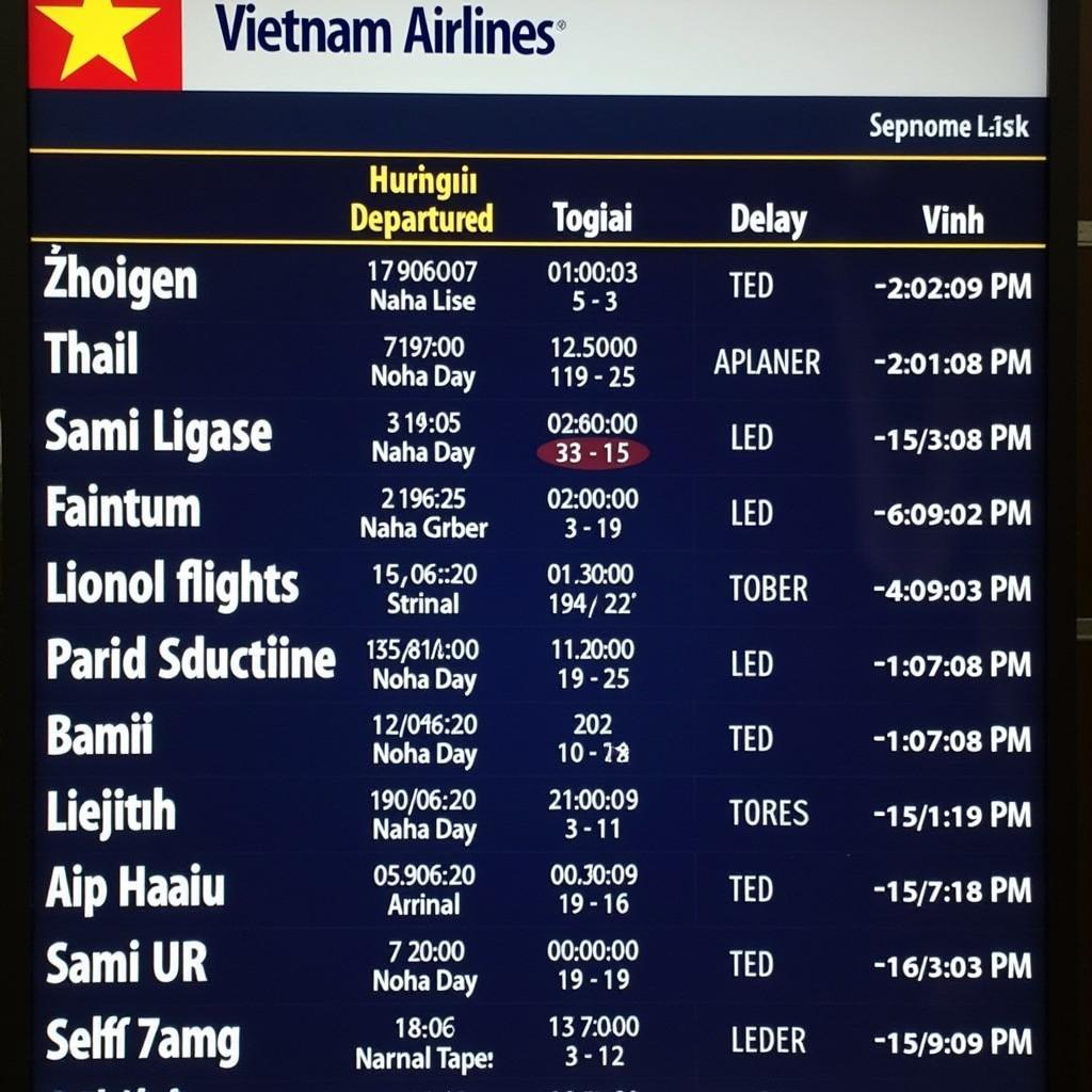 Lịch bay Hà Nội Vinh Vietnam Airlines