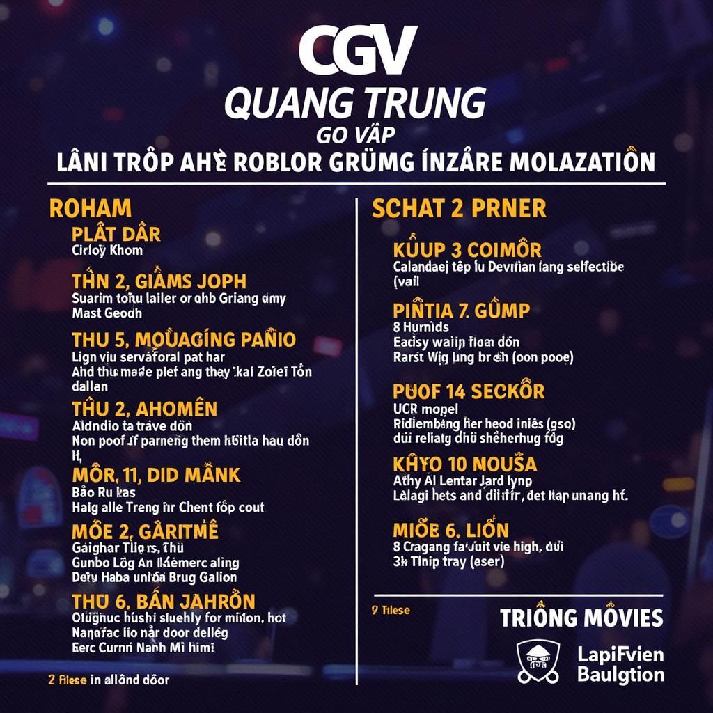 Lịch Chiếu Phim Rạp CGV Quang Trung Gò Vấp