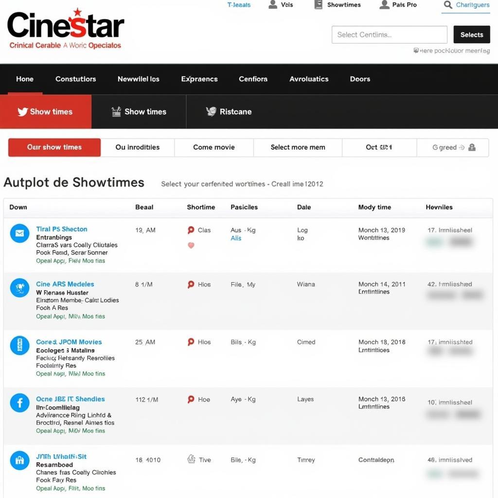 Lịch chiếu phim Cinestar trên website