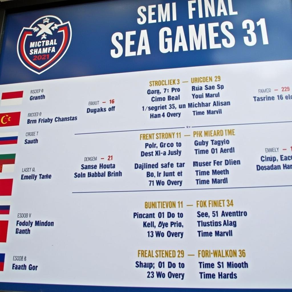 Lịch đá bán kết Seagame 31