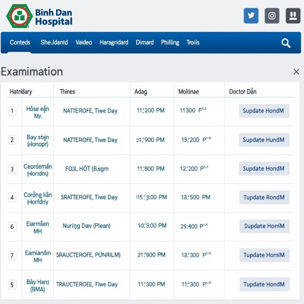 Lịch khám bệnh Bệnh viện Bình Dân trên website