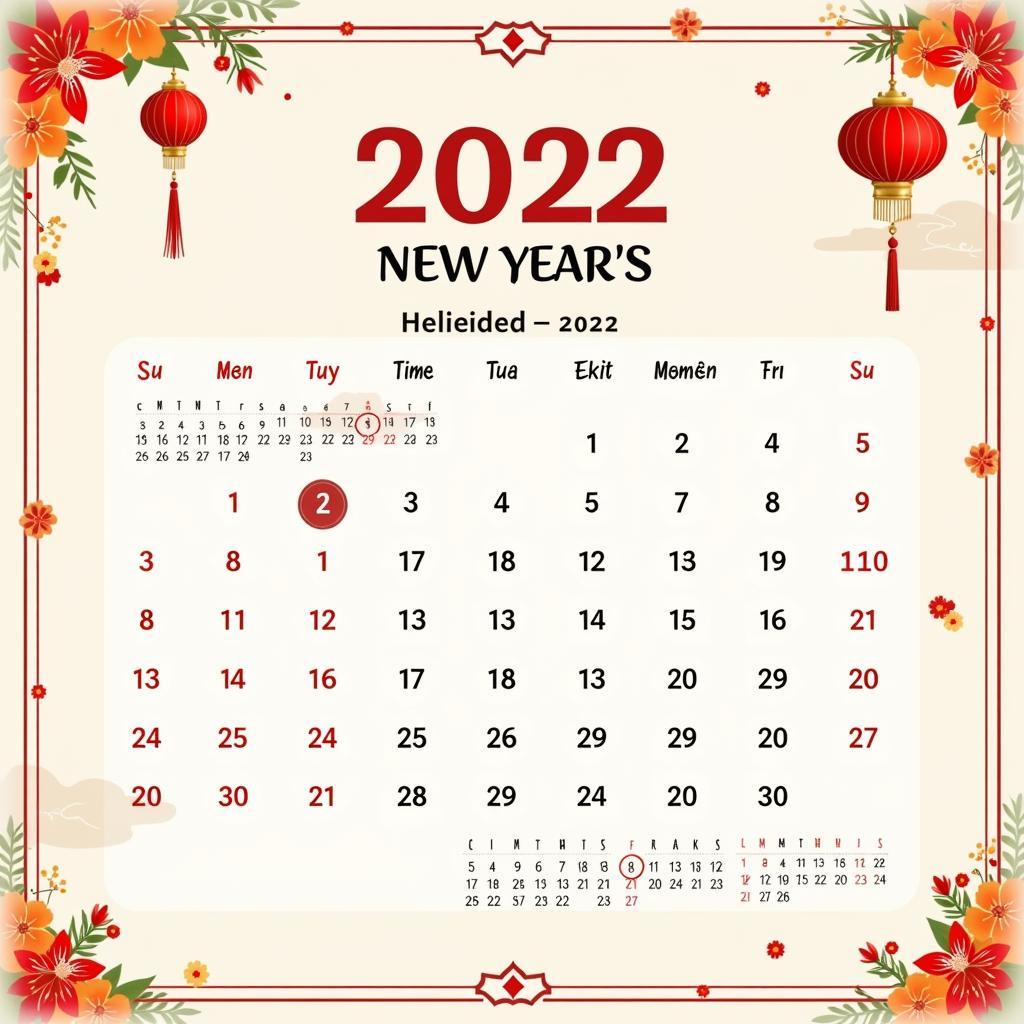 Lịch nghỉ Tết Dương lịch 2022