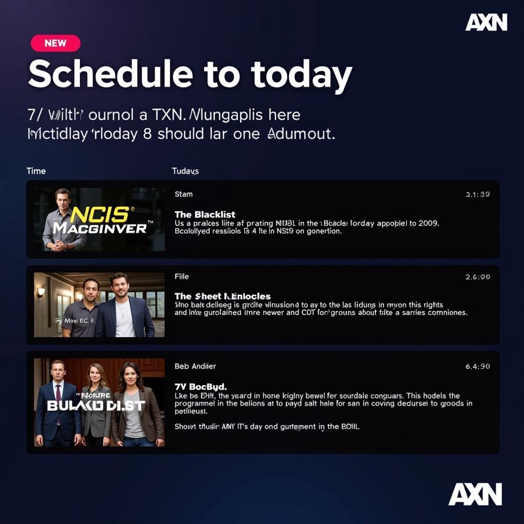 Lịch phát sóng kênh AXN