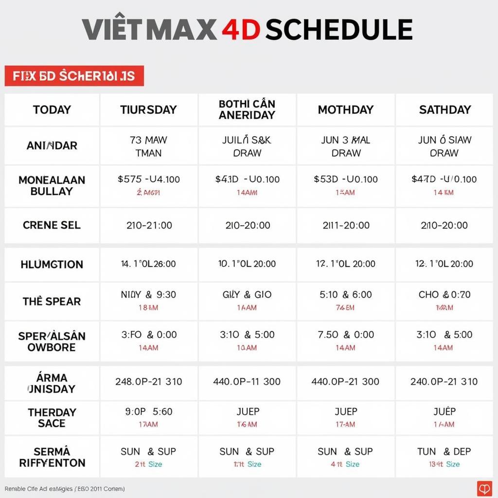 Lịch Quay Vietlott Max 4D