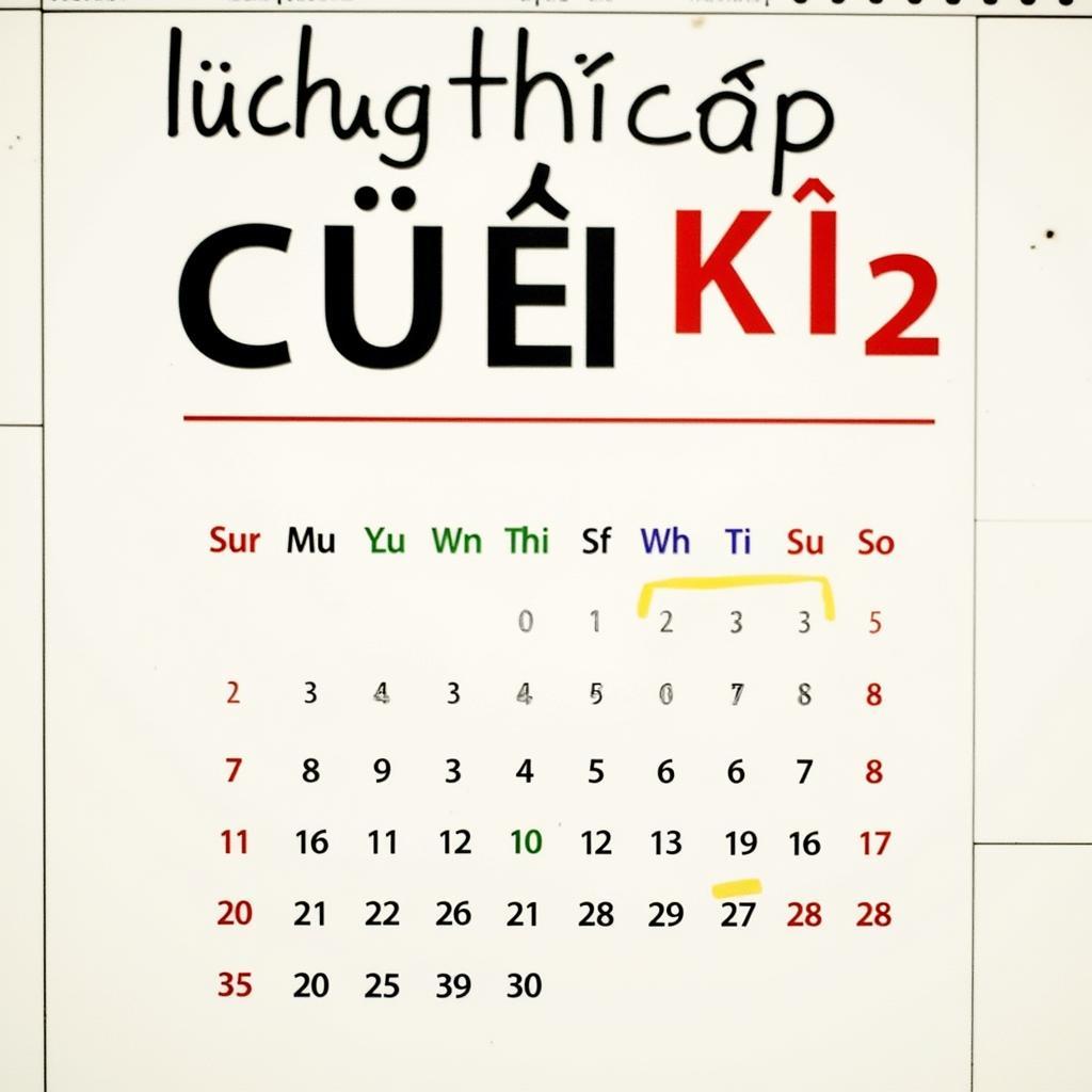 Lịch thi cuối kỳ 2