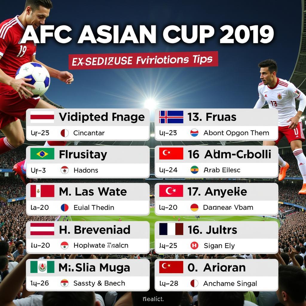 Lịch thi đấu AFC Asian Cup 2019