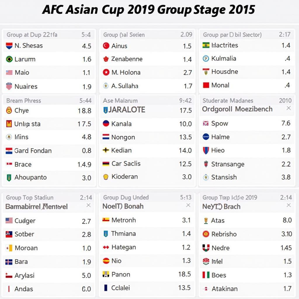 Lịch thi đấu AFC Asian Cup 2019 vòng bảng