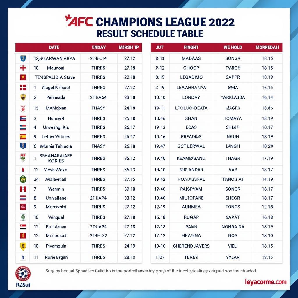 Lịch AFC Champions League 2022: Cập nhật Kết Quả và Lịch Thi Đấu Mới Nhất