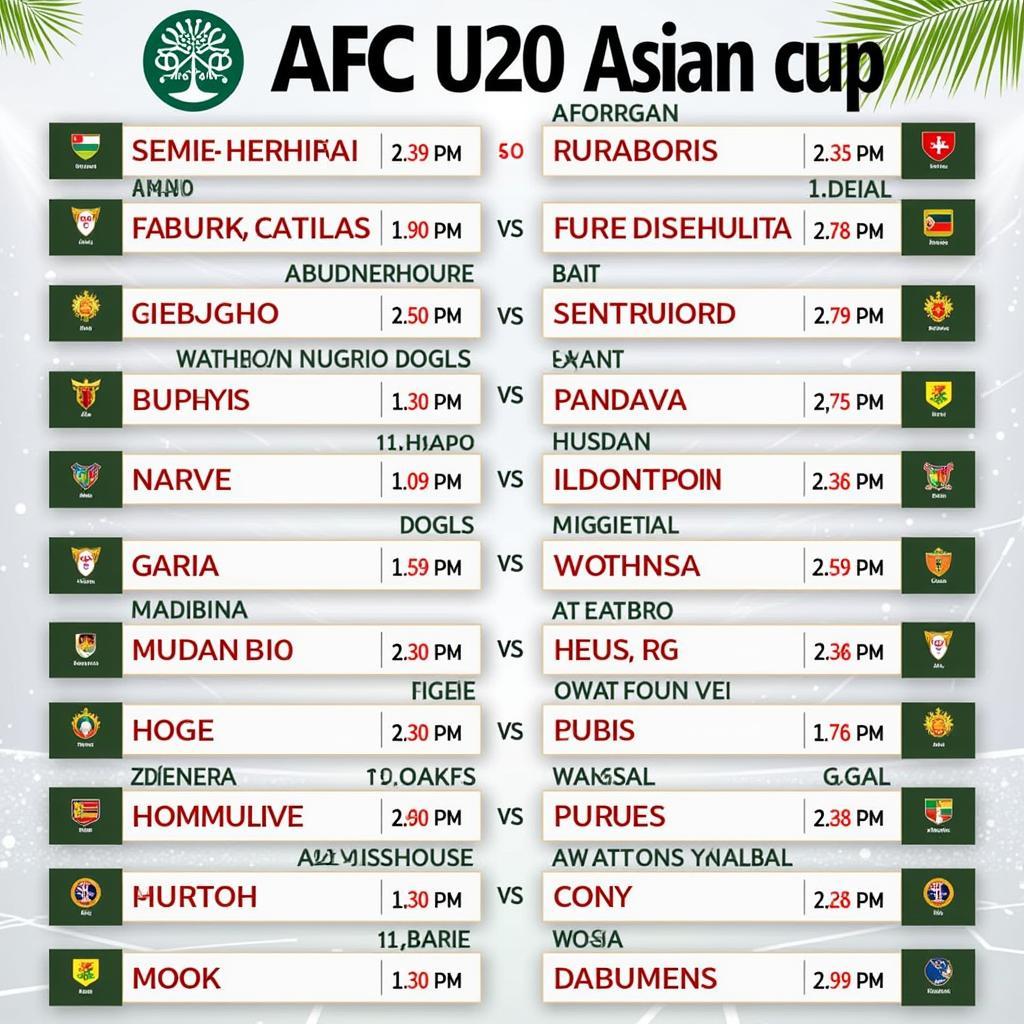 Lịch thi đấu AFC U20 Asian Cup