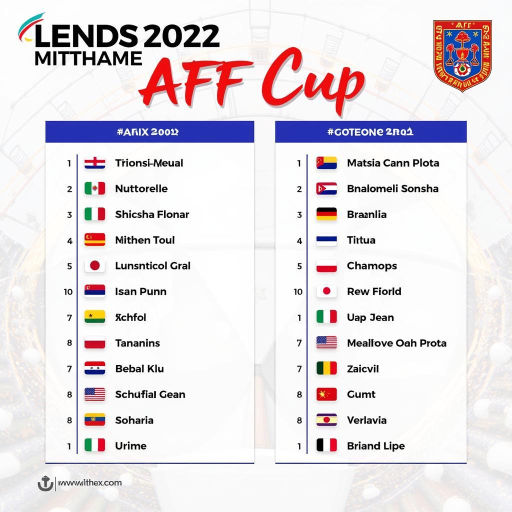 Lịch thi đấu AFF Cup 2022