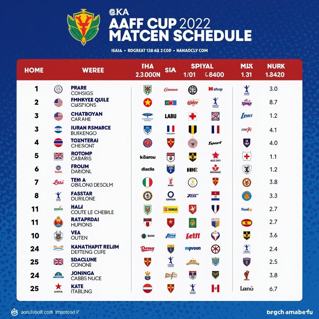 Lịch thi đấu AFF Cup 2022