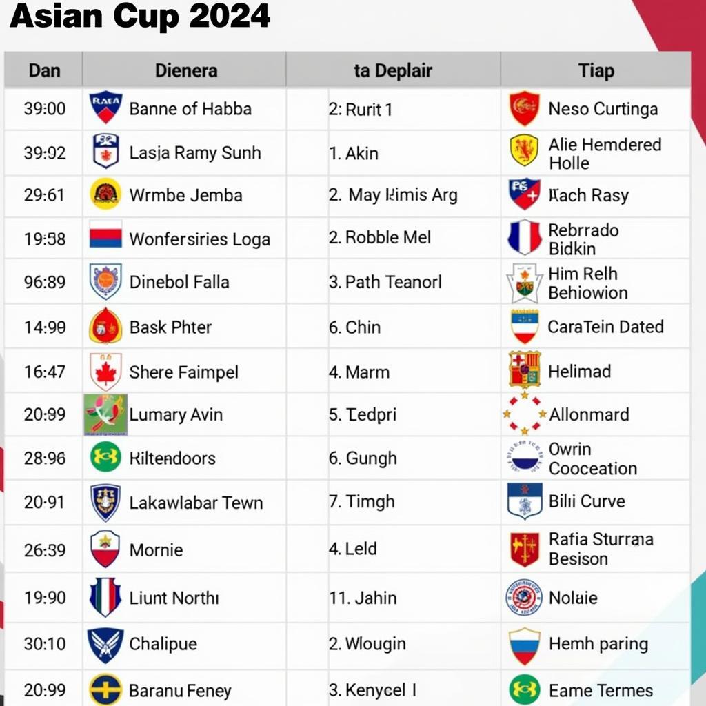 Lịch thi đấu Asian Cup 2024