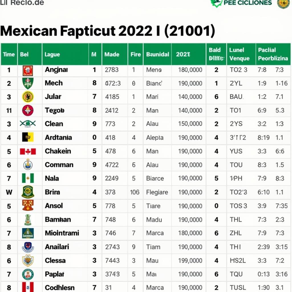 Lịch thi đấu bóng đá Mexico