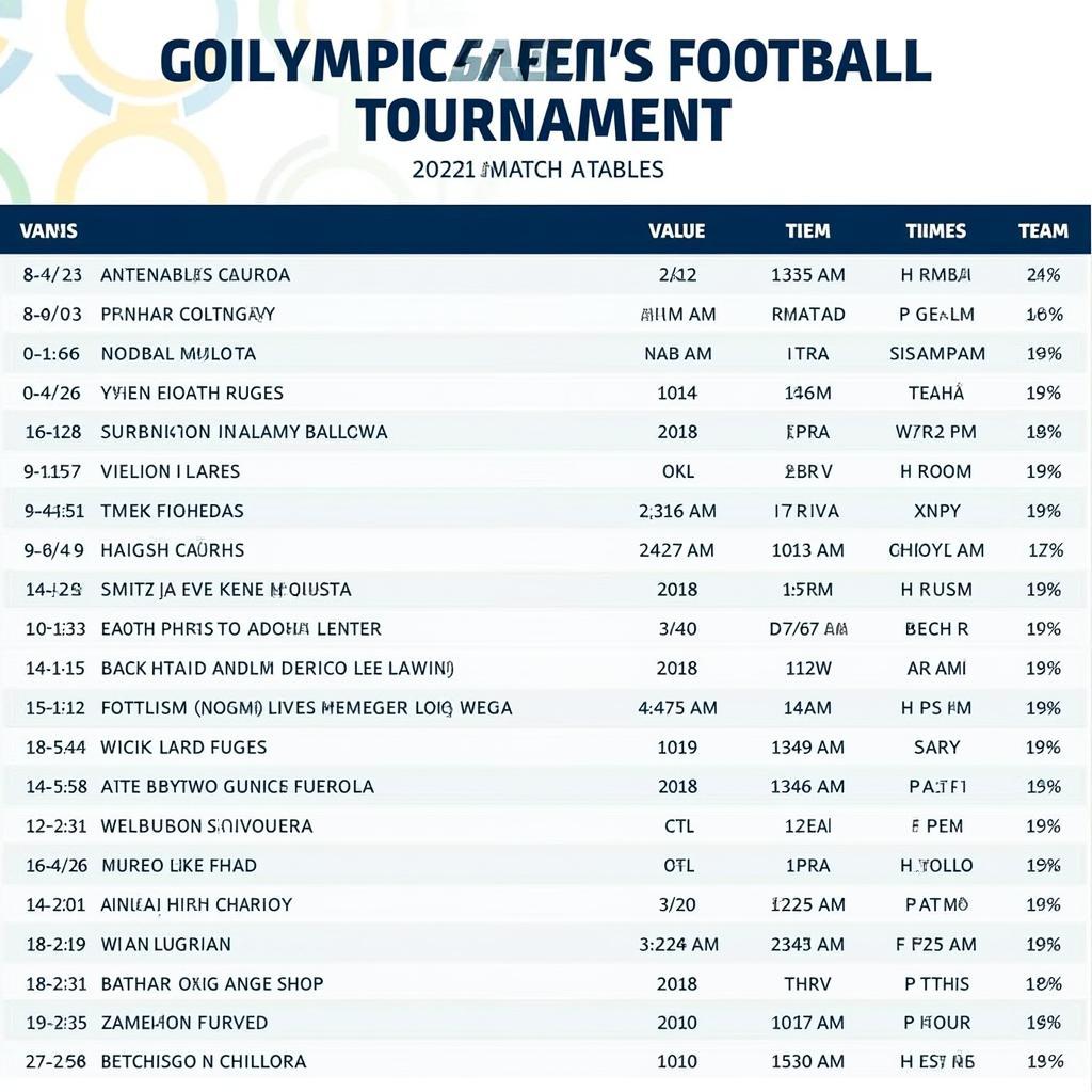 2021 Olympics Men's Football Tournament schedule