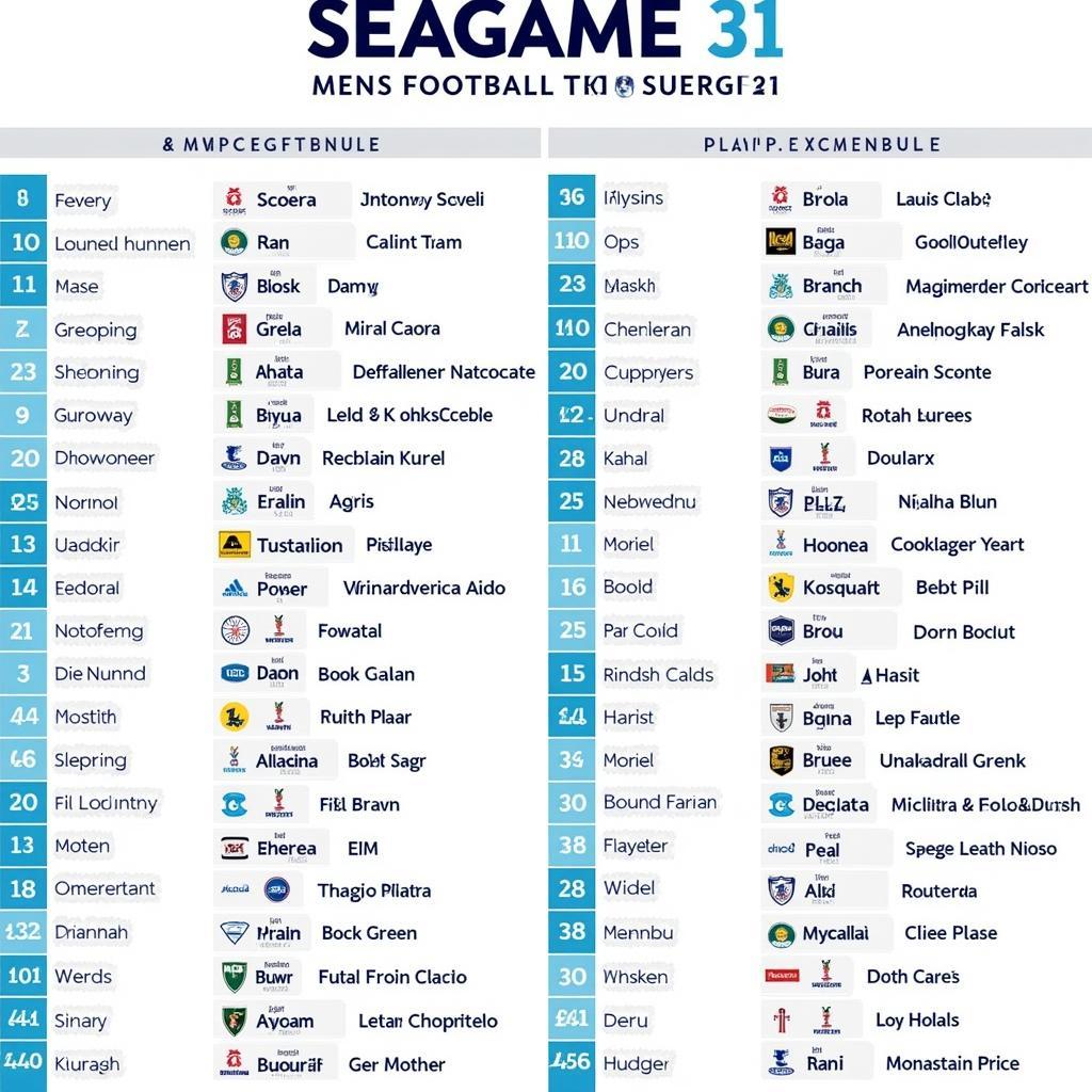 Seagame 31 Men's Football Match Schedule