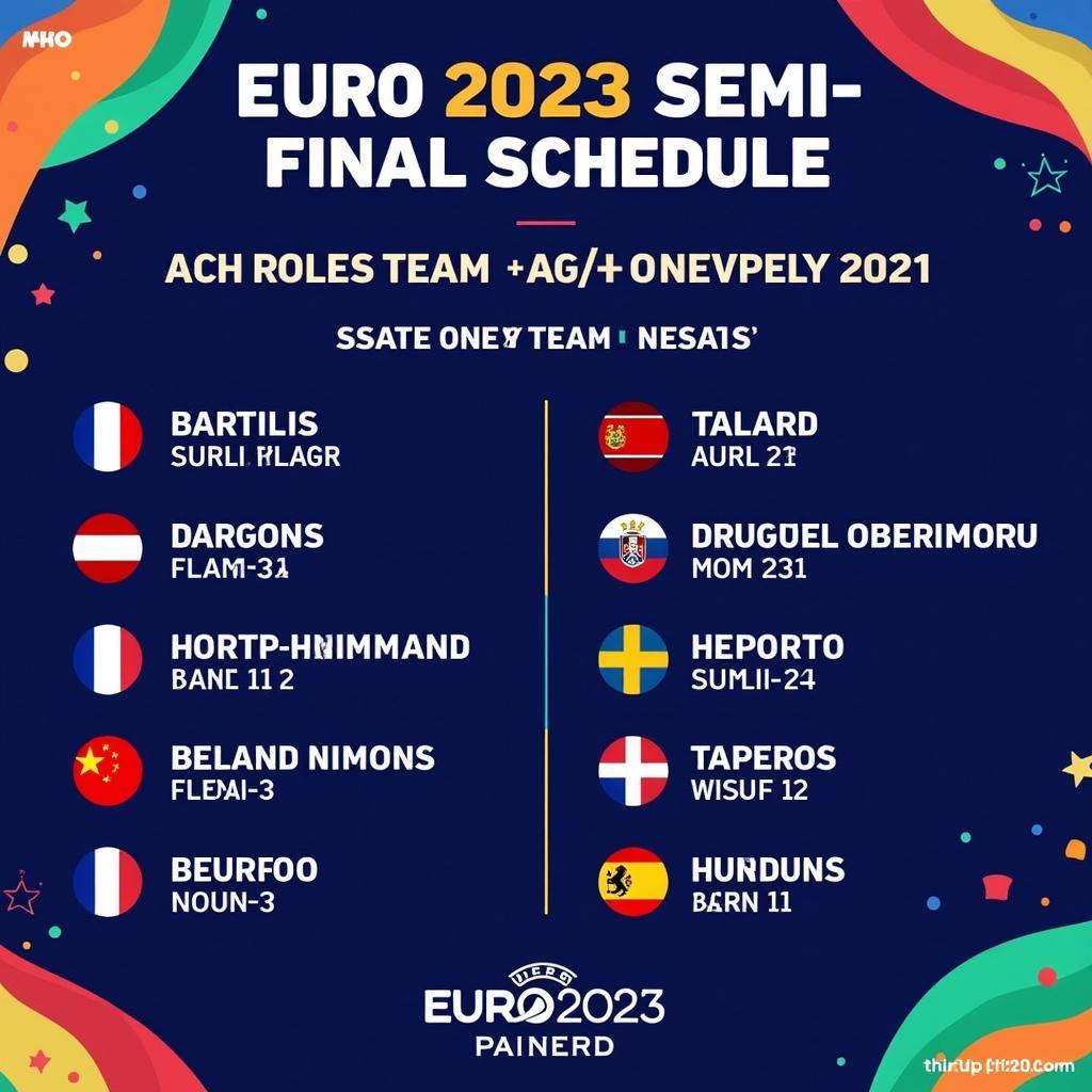 Lịch thi đấu bán kết Euro 2023