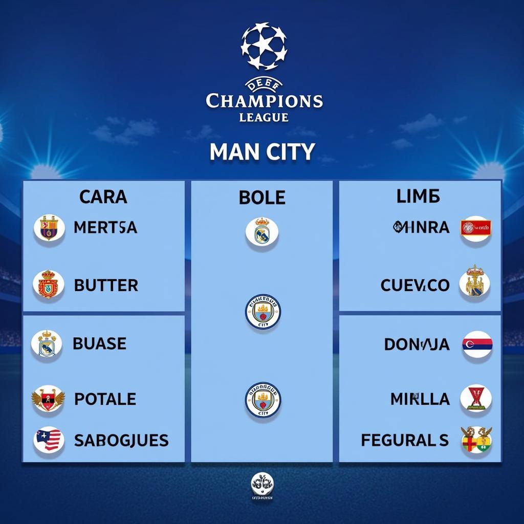 Lịch thi đấu Man City Champions League