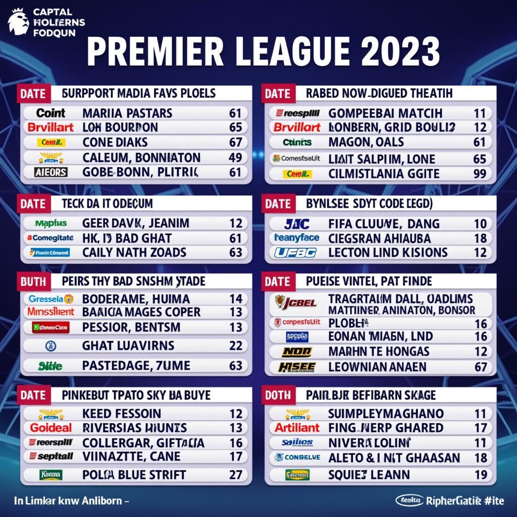 Lịch Thi Đấu Premier League 2023