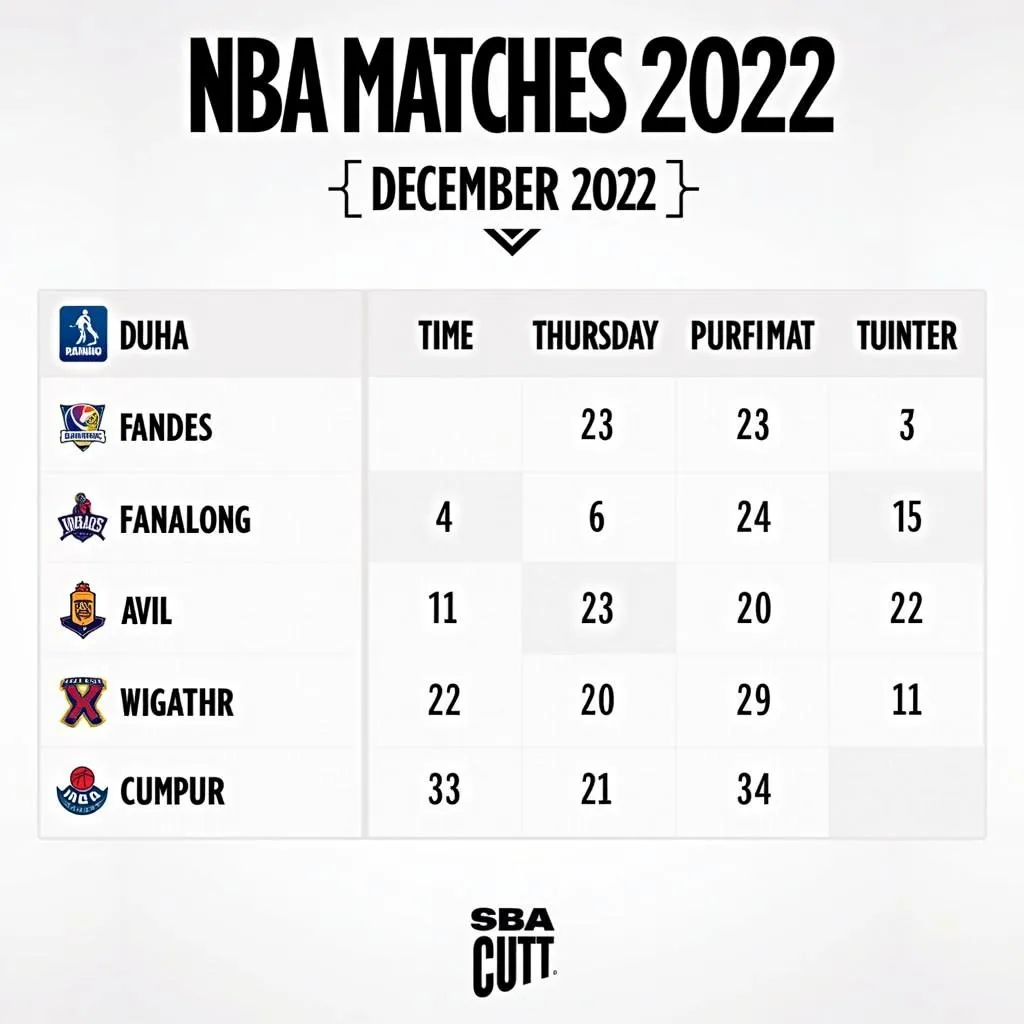 Lịch thi đấu NBA tháng 12/2022