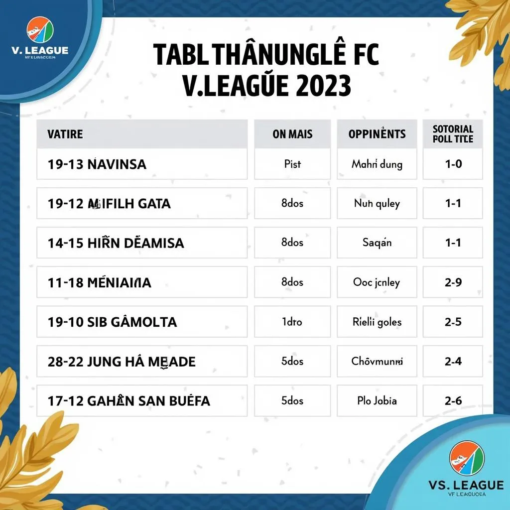 Lịch thi đấu Thanh Hóa FC V.League 2023